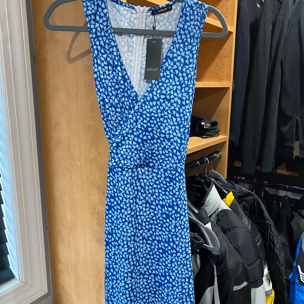SHEILAY FAUX WRAP DRESS, SLEEVELESS SMALL